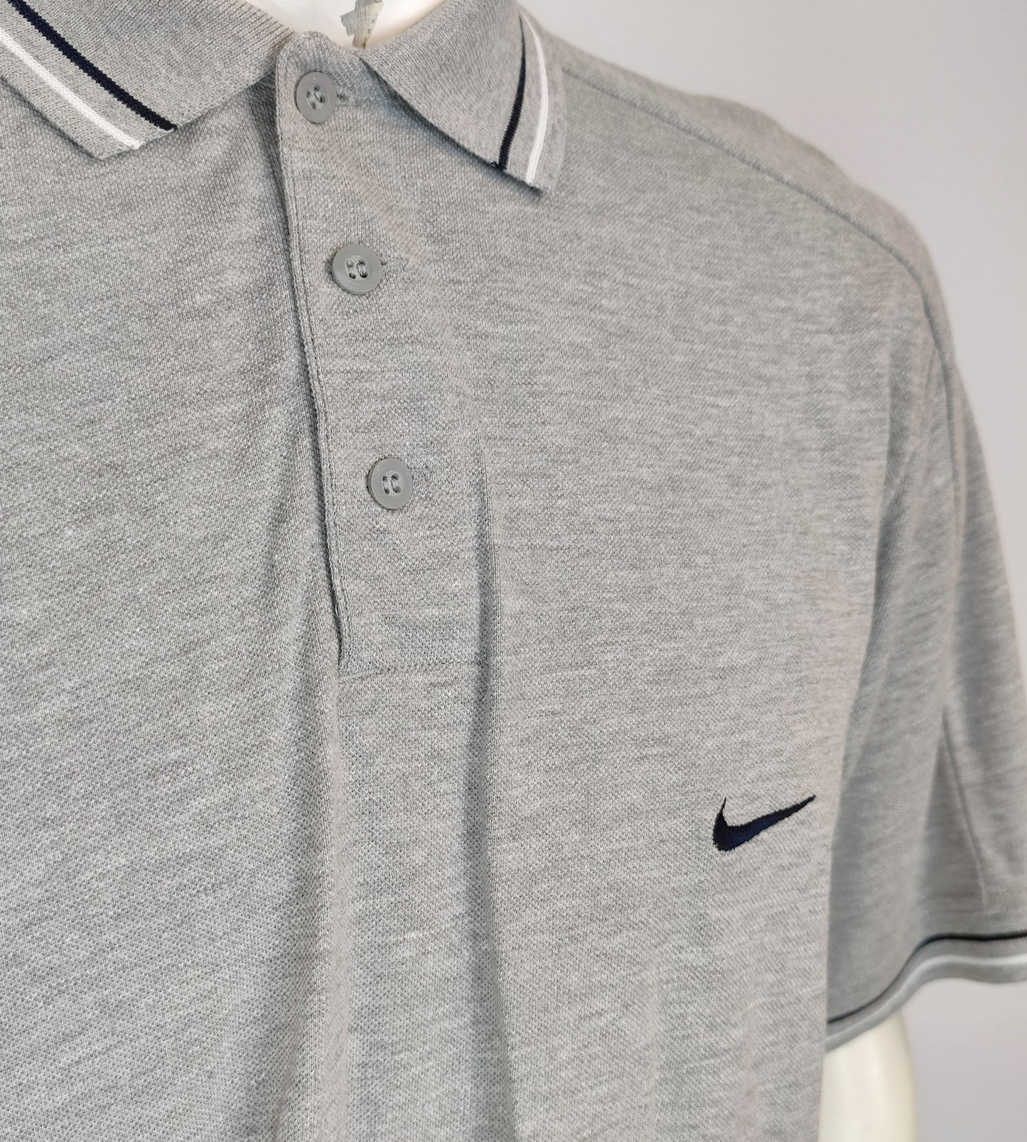 Nike Retro Style Polo Shirt- Grey with Navy/White details