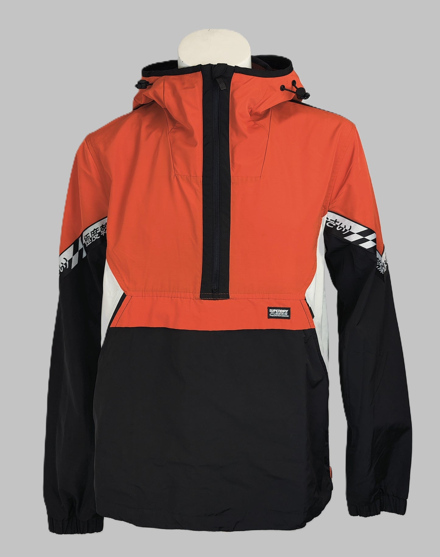 Superdry® Jared Overhead Cagoule Jacket- Bold Orange/White and Black