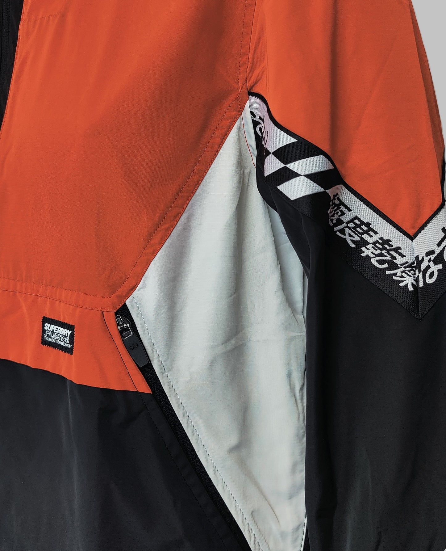 Superdry® Jared Overhead Cagoule Jacket- Bold Orange/White and Black