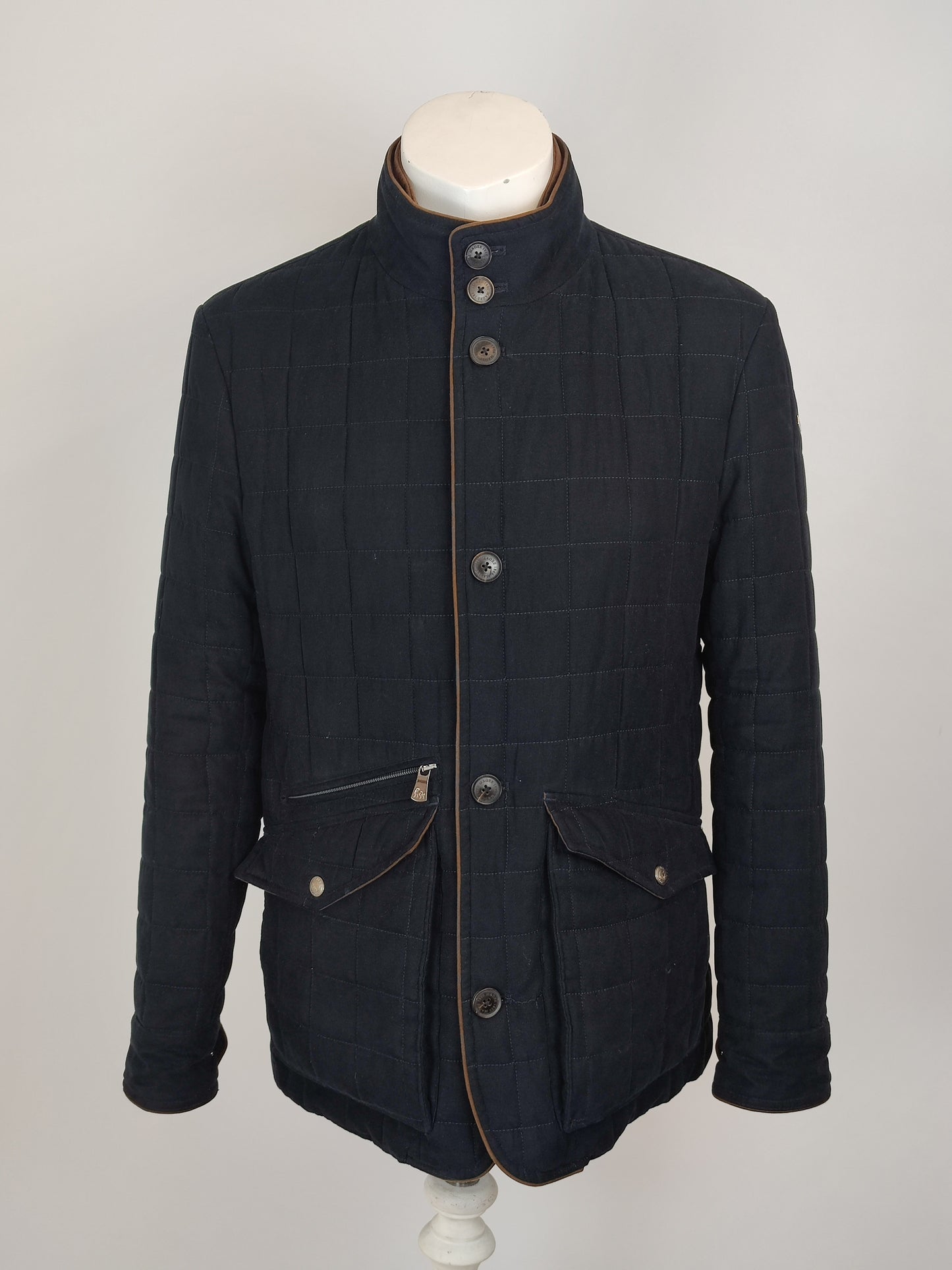 Magee 1866 Glenveigh Quilted Faux Suede Coat- Navy