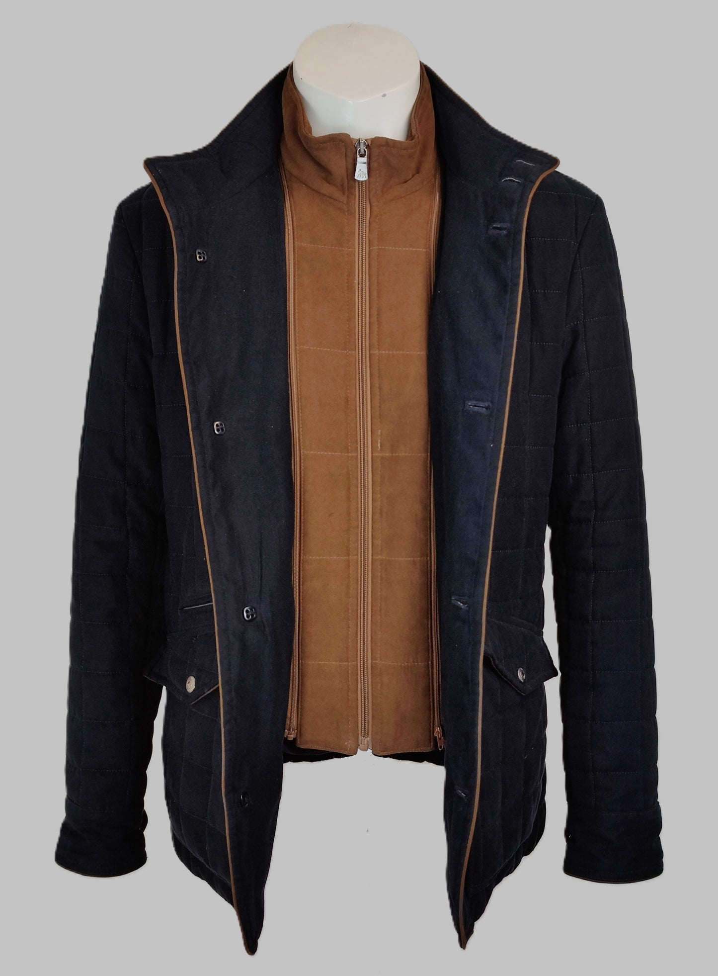 Magee 1866 Glenveigh Quilted Faux Suede Coat- Navy
