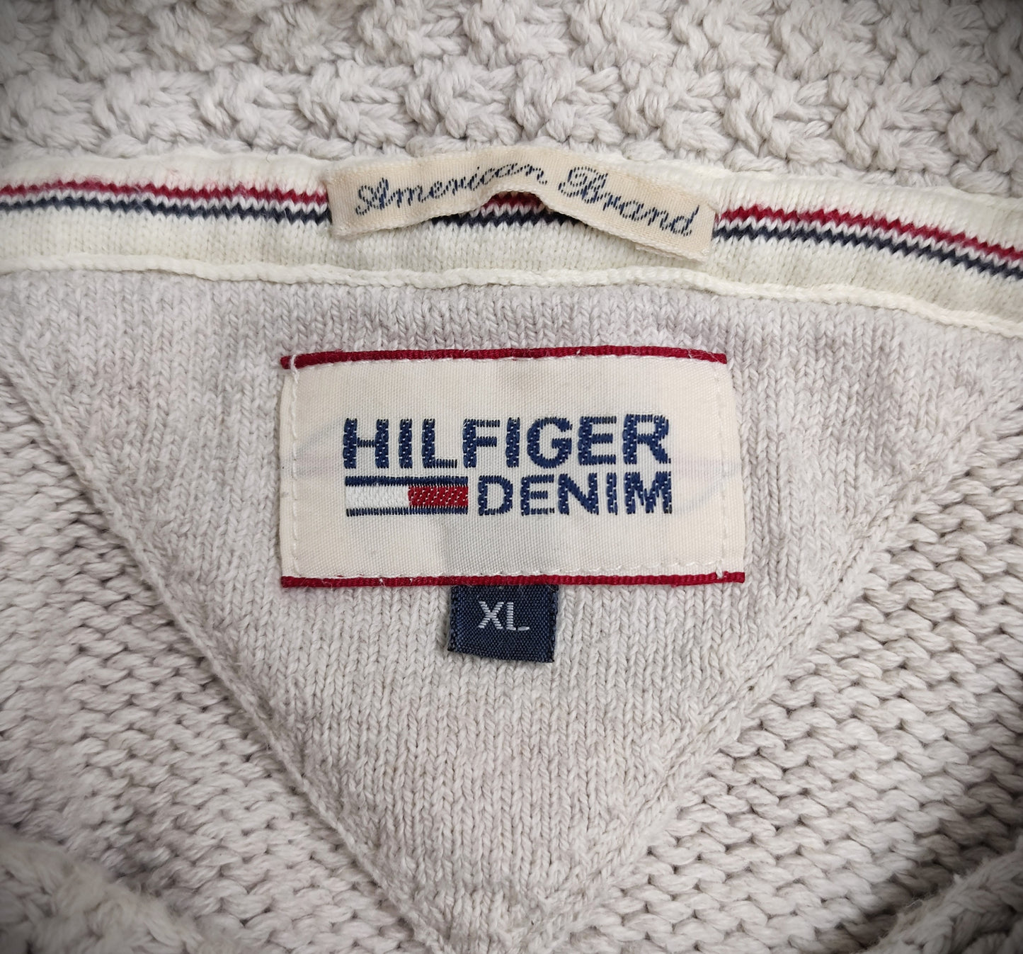 Hilfiger Denim Men's Shawl Neck Knitted Sweater-Beige/Natural