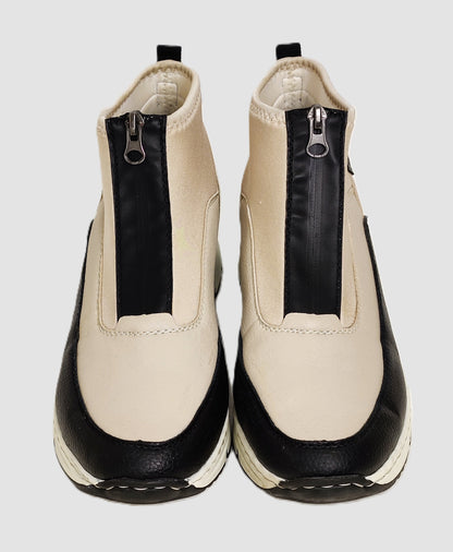 Rieker Wedge Ankle Boot-Cream & Black