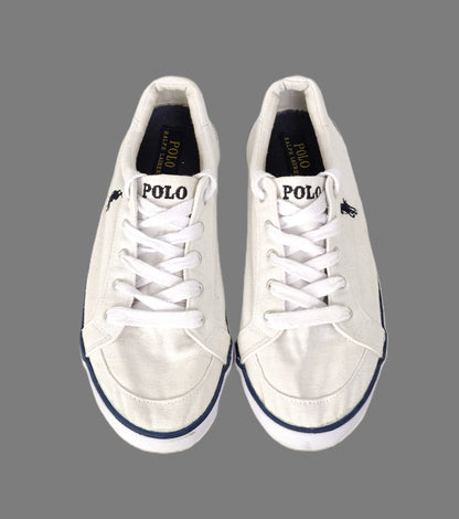 Polo Ralph Lauren Canvas Shoes-White with Navy Trim