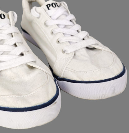 Polo Ralph Lauren Canvas Shoes-White with Navy Trim