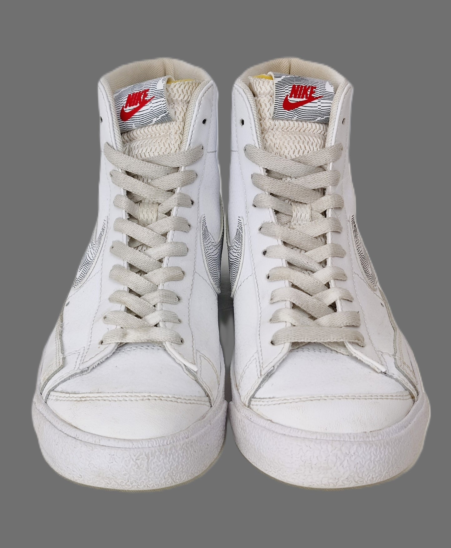 NIKE-"Blazer 77" High Top Trainers - White with Black&Red detail