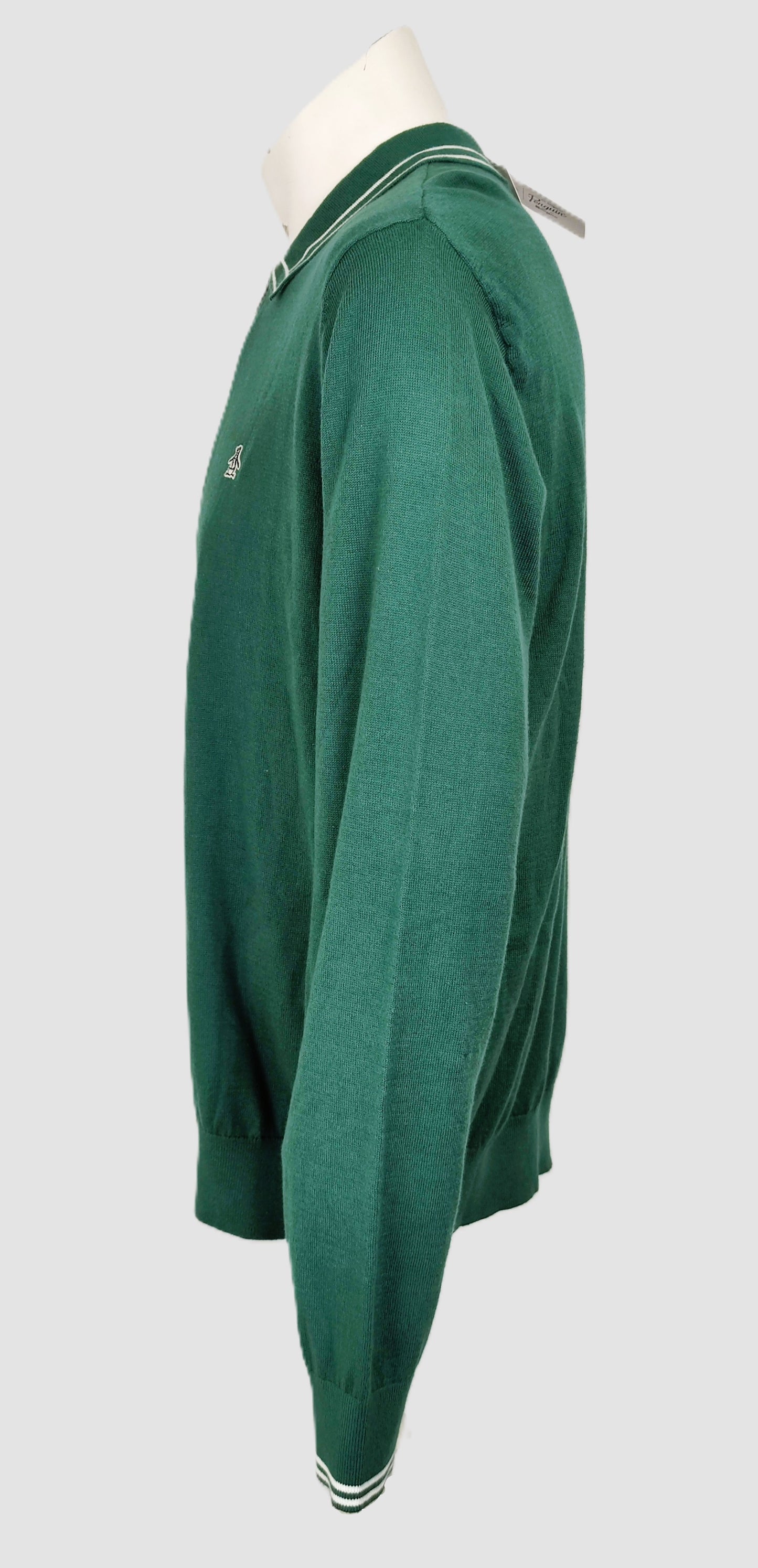 Original Penguin 1/4 Zip Long Sleeve Tipped  Polo Sweater-Green/White