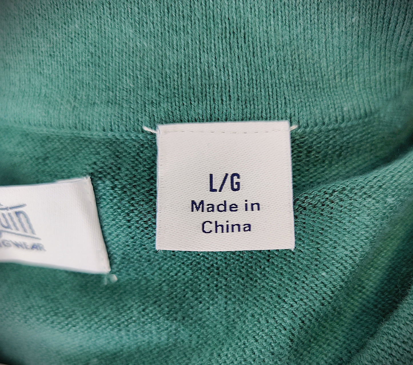 Original Penguin 1/4 Zip Long Sleeve Tipped  Polo Sweater-Green/White