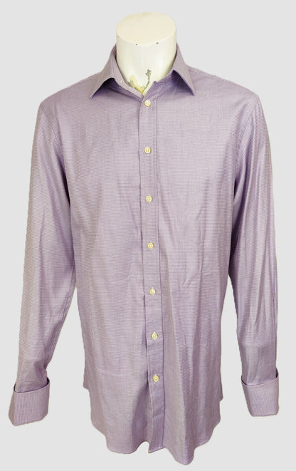 Charles Tyrwhitt Men's Flip Formal Flip Cuff Dress Shirt-Purple/Lilac Geometric Pattern