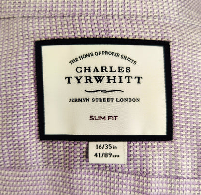 Charles Tyrwhitt Men's Flip Formal Flip Cuff Dress Shirt-Purple/Lilac Geometric Pattern