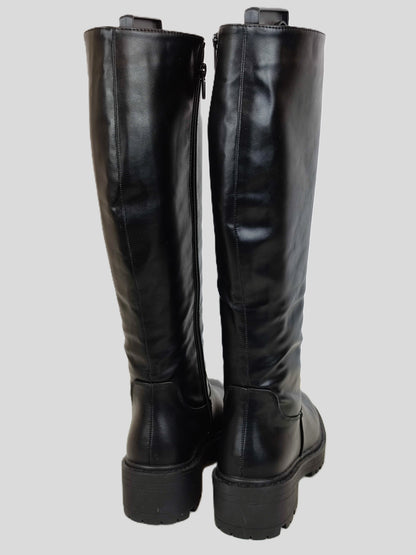New Look High Leg Stretch Chunky Boots-Black