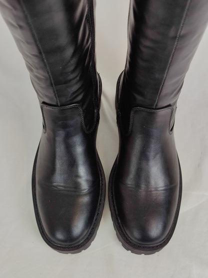 New Look High Leg Stretch Chunky Boots-Black