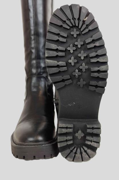 New Look High Leg Stretch Chunky Boots-Black