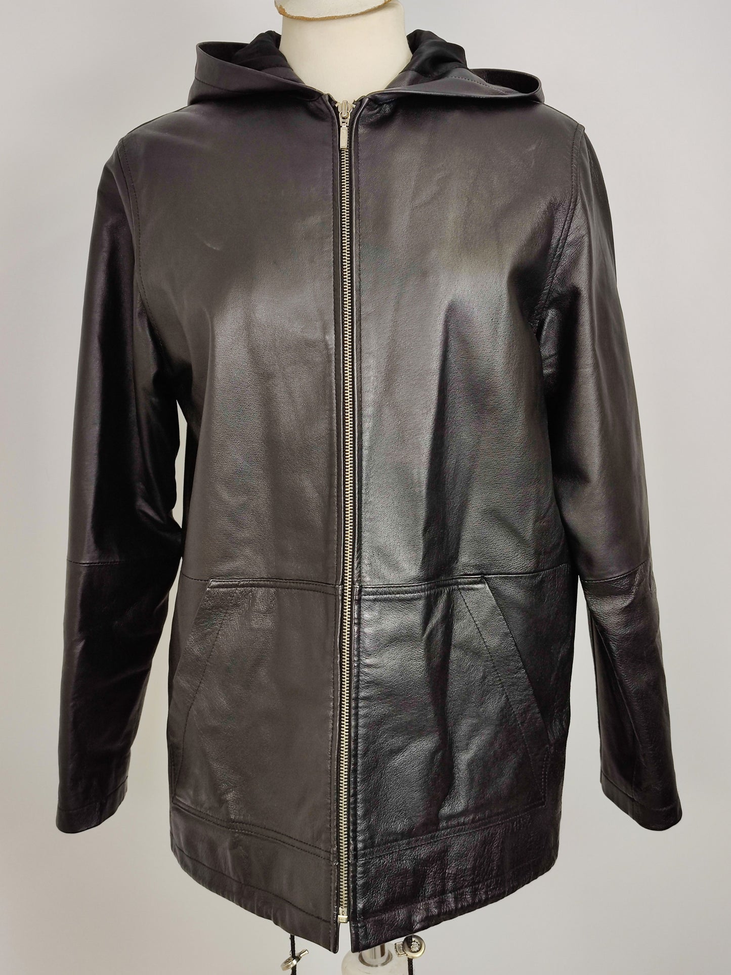 Milan Leather Vintage Hooded Jacket