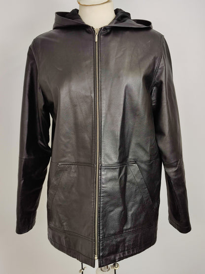 Milan Leather Vintage Hooded Jacket
