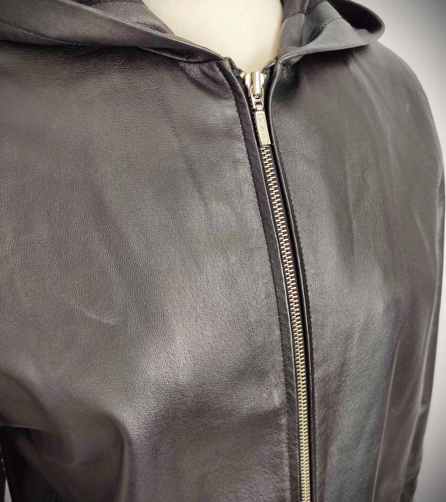 Milan Leather Vintage Hooded Jacket