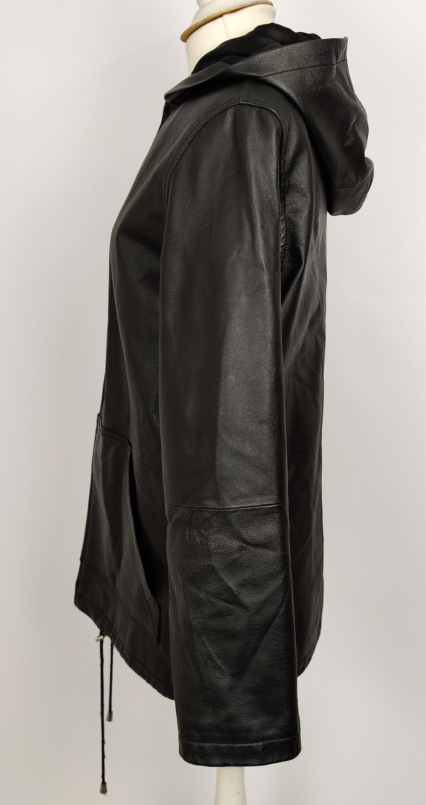 Milan Leather Vintage Hooded Jacket