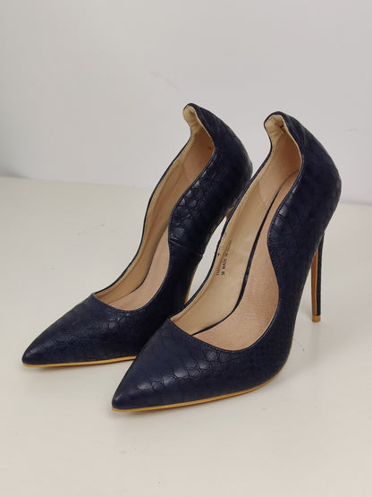 Lost Ink Navy Abi Curved Topline Court Heel