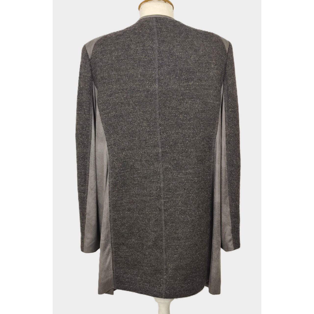 Gelco Casual Straight Cut Jacket with Leather Details-Grey/Fawn Brown