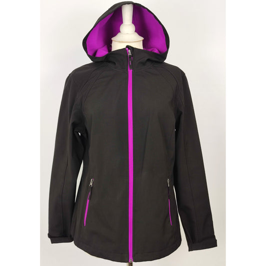 Free Tech Purple Lined Jacket Zip Woven Hood - Black&Purple