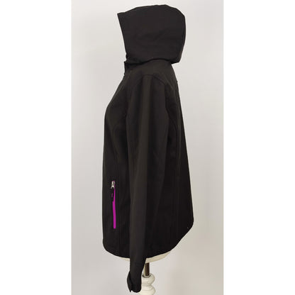Free Tech Purple Lined Jacket Zip Woven Hood - Black&Purple