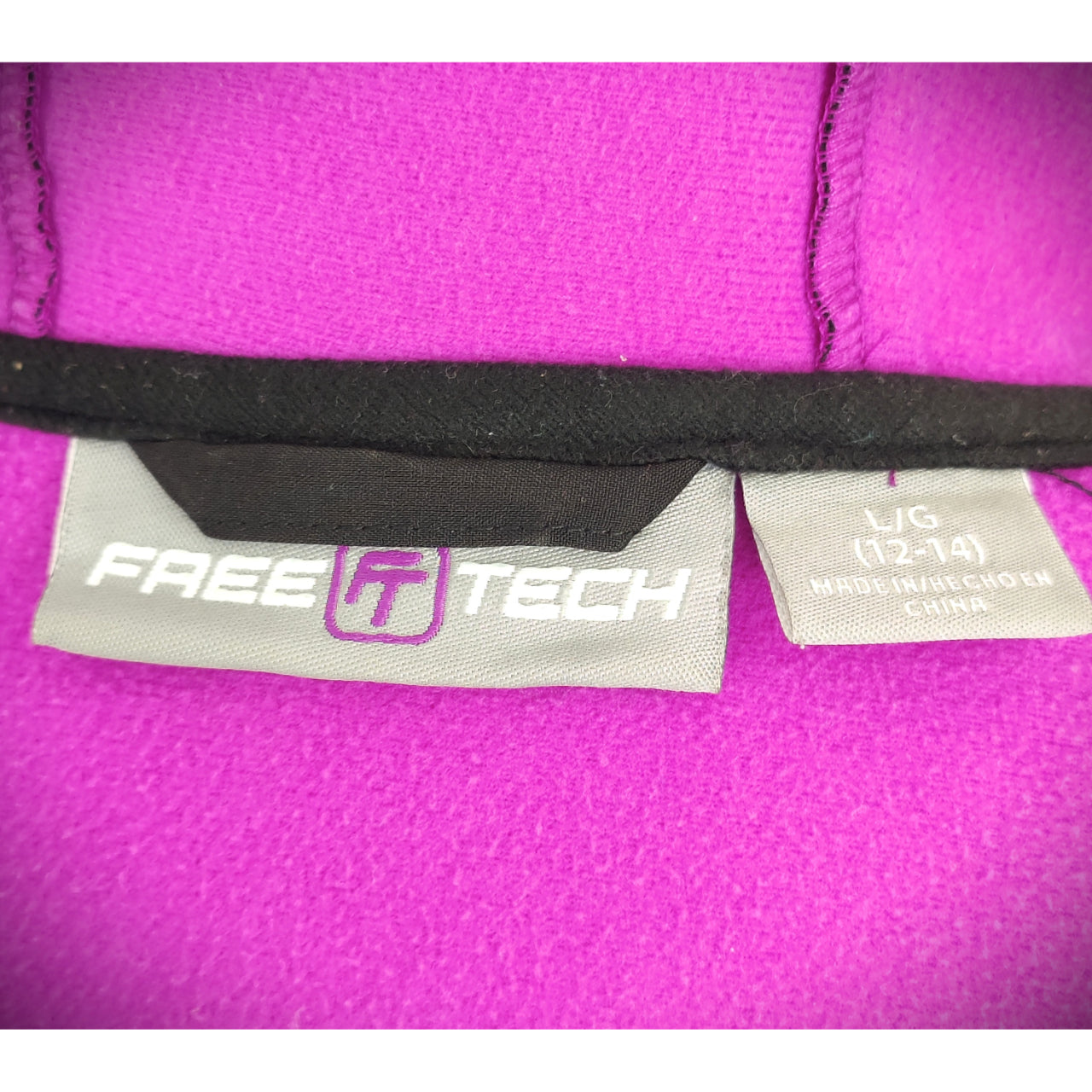 Free Tech Purple Lined Jacket Zip Woven Hood - Black&Purple