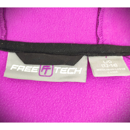 Free Tech Purple Lined Jacket Zip Woven Hood - Black&Purple