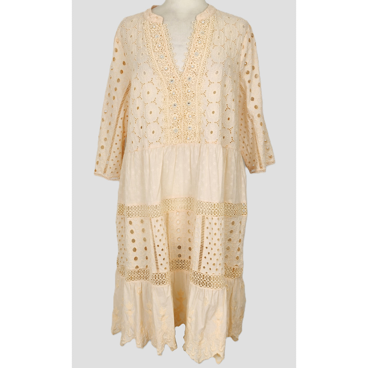 RIVER ISLAND Broderie Cover-Up Shirtdress - Cream