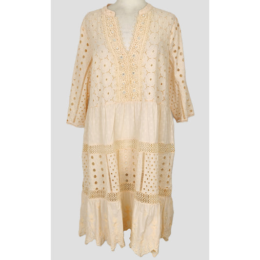 RIVER ISLAND Broderie Cover-Up Shirtdress - Cream