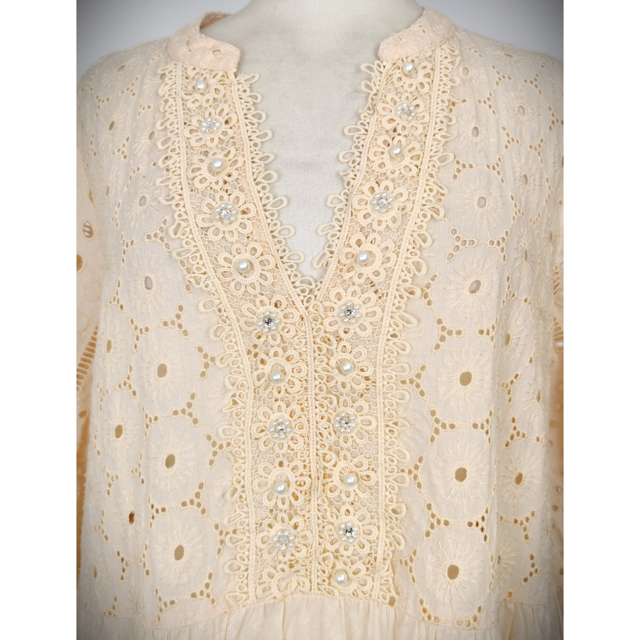RIVER ISLAND Broderie Cover-Up Shirtdress - Cream