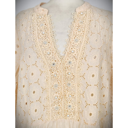 RIVER ISLAND Broderie Cover-Up Shirtdress - Cream